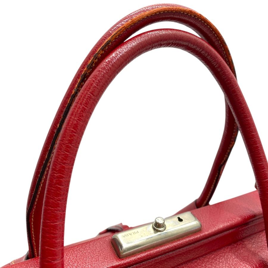 Prada Madras Cerniella Doctor's Leather Red Silver Lightweight Capacity — view 6