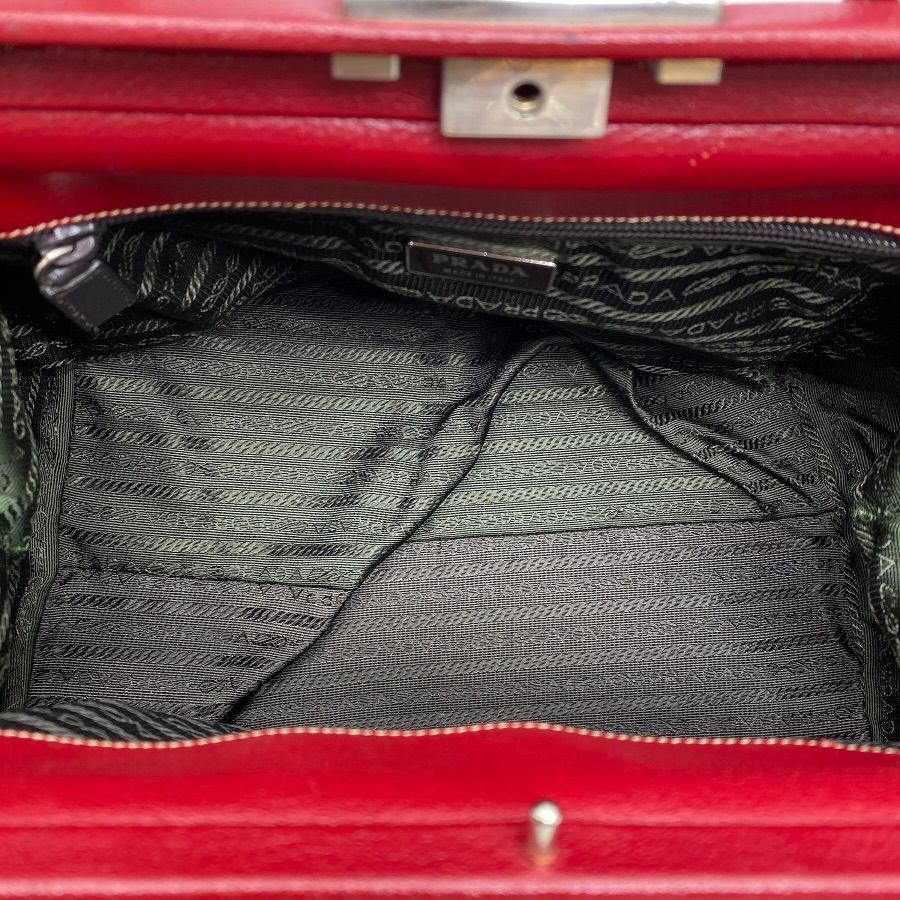 Prada Madras Cerniella Doctor's Leather Red Silver Lightweight Capacity — view 7