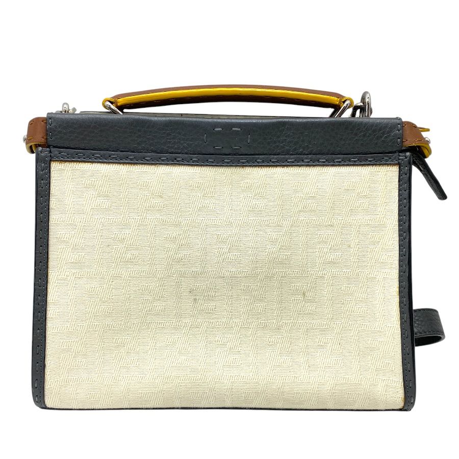 Fendi 2-Way Shoulder Bag Peekaboo Fit Selleria Canvas Leather Black White