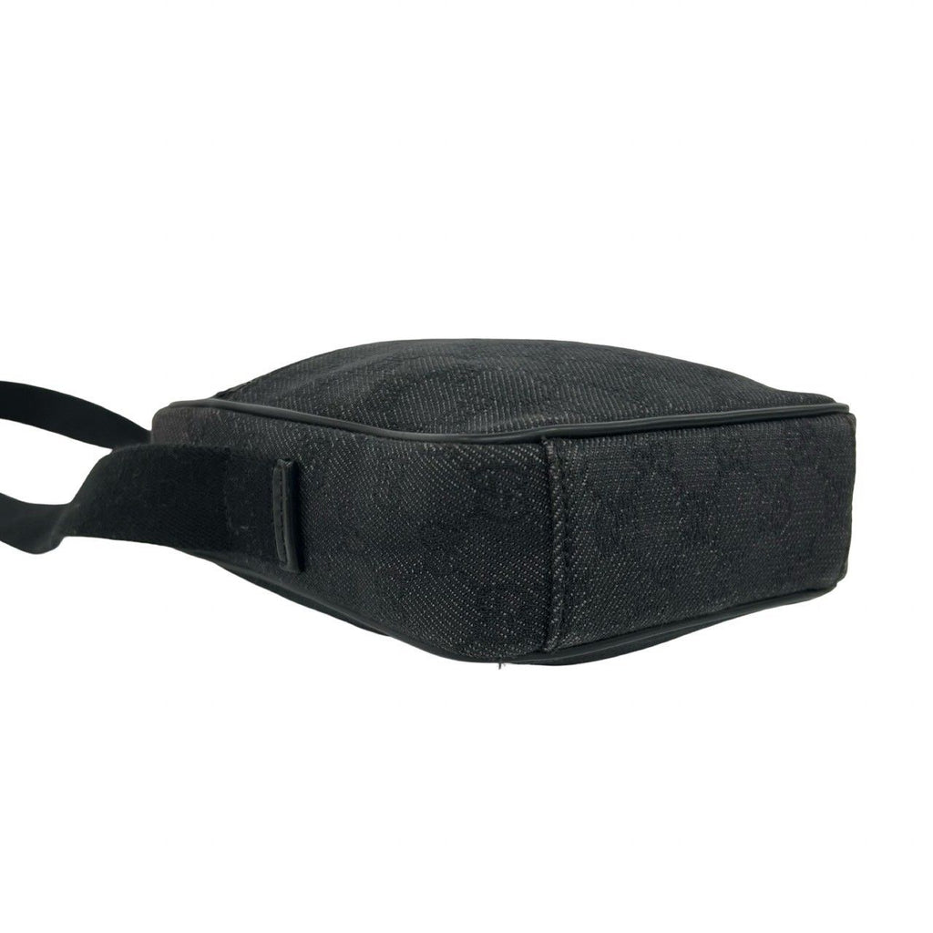 Gucci GG Pattern Canvas Log Leather Mini Shoulder Bag Pochette Crossbody Black — view 7