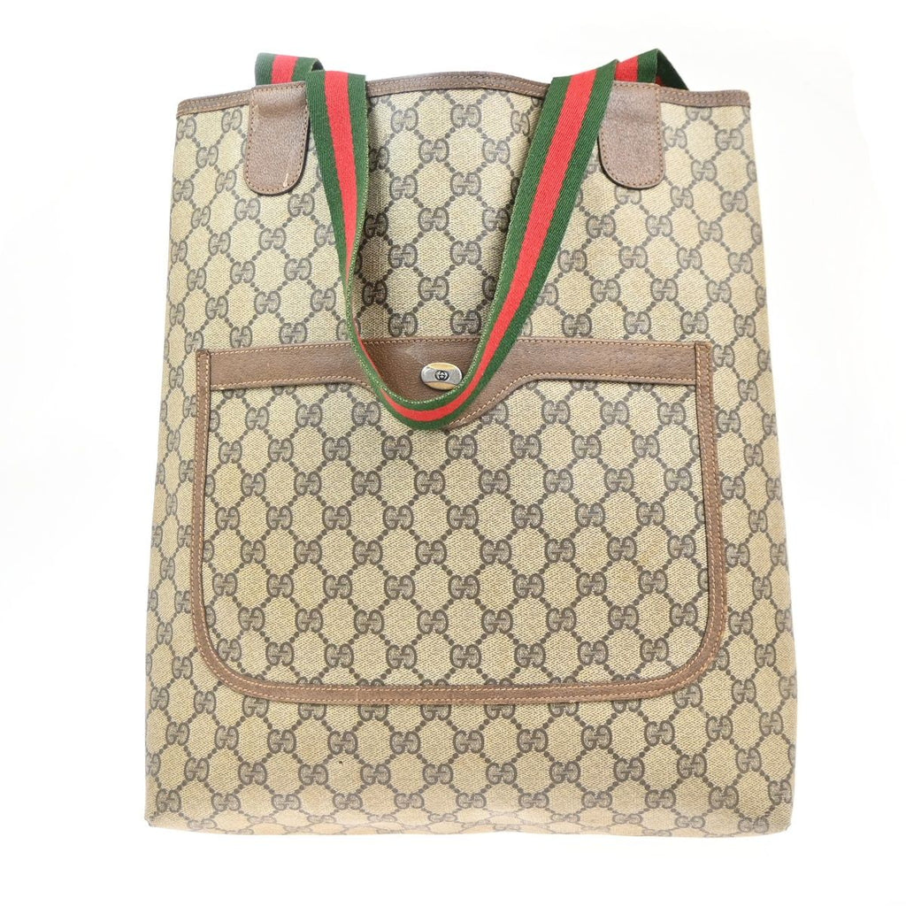 Gucci Sherry Tote Shoulder Bag Brown Leather