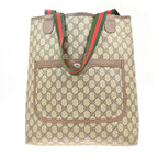Gucci Sherry Tote Shoulder Bag Brown Leather