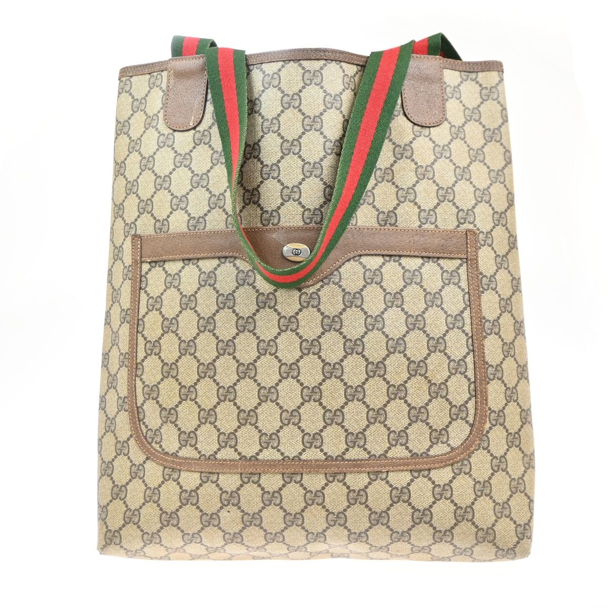Gucci Sherry Tote Shoulder Bag Brown Leather