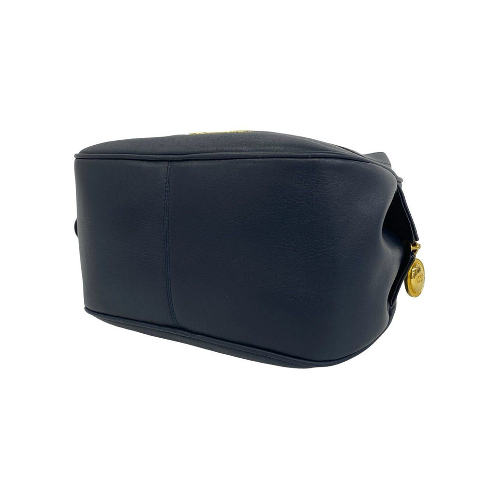 Dior Vintage CD Logo Leather Handbag Mini Tote Navy — view 8