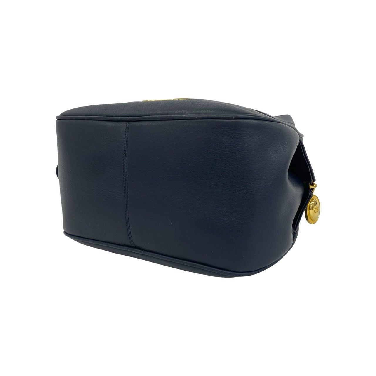 Dior Vintage CD Logo Leather Handbag Mini Tote Navy — view 8
