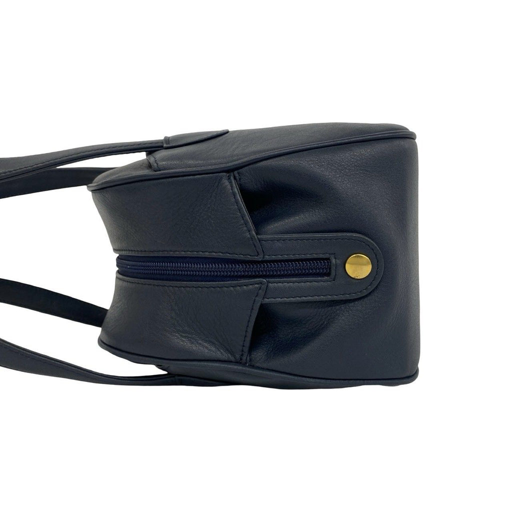 Dior Vintage CD Logo Leather Handbag Mini Tote Navy — view 5