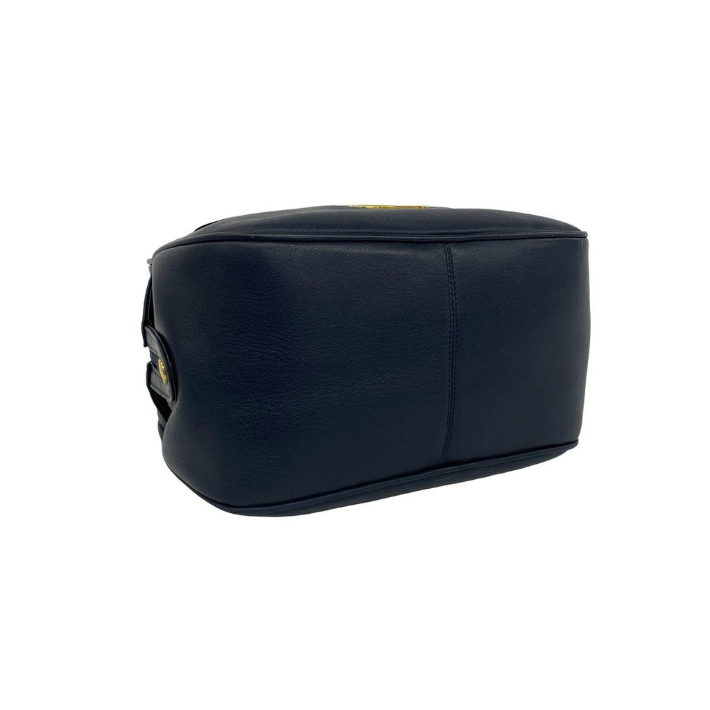 Dior Vintage CD Logo Leather Handbag Mini Tote Navy — view 7