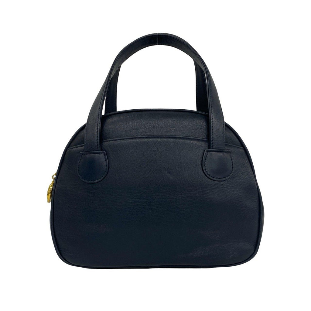 Dior Vintage CD Logo Leather Handbag Mini Tote Navy — view 3