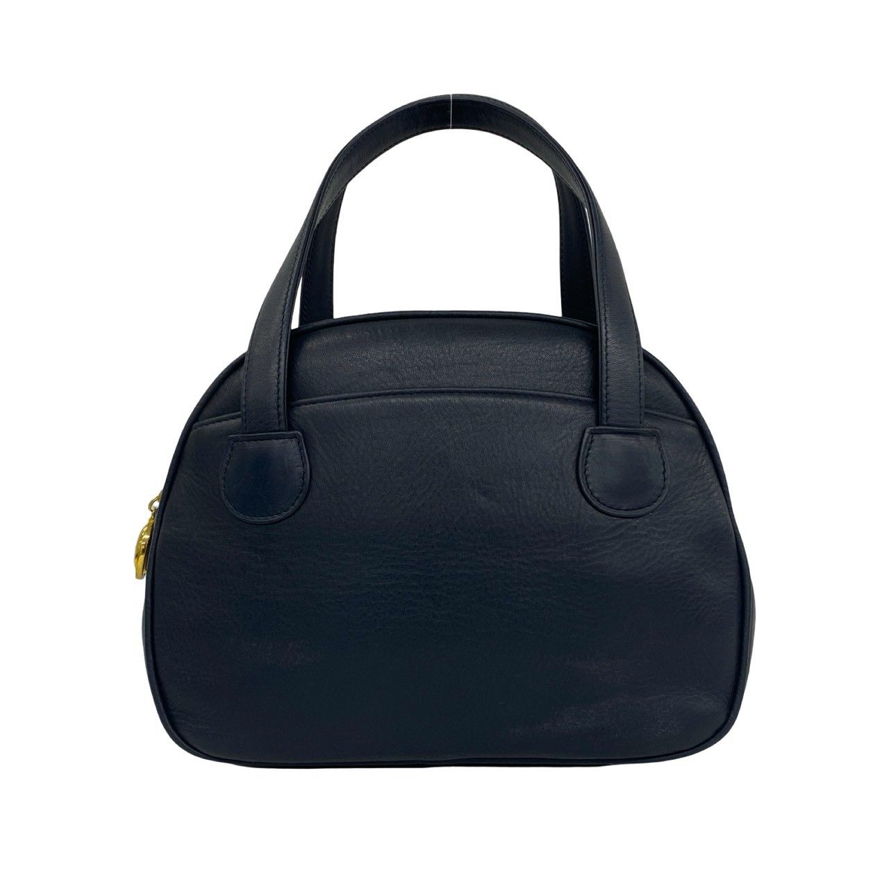 Dior Vintage CD Logo Leather Handbag Mini Tote Navy — view 3