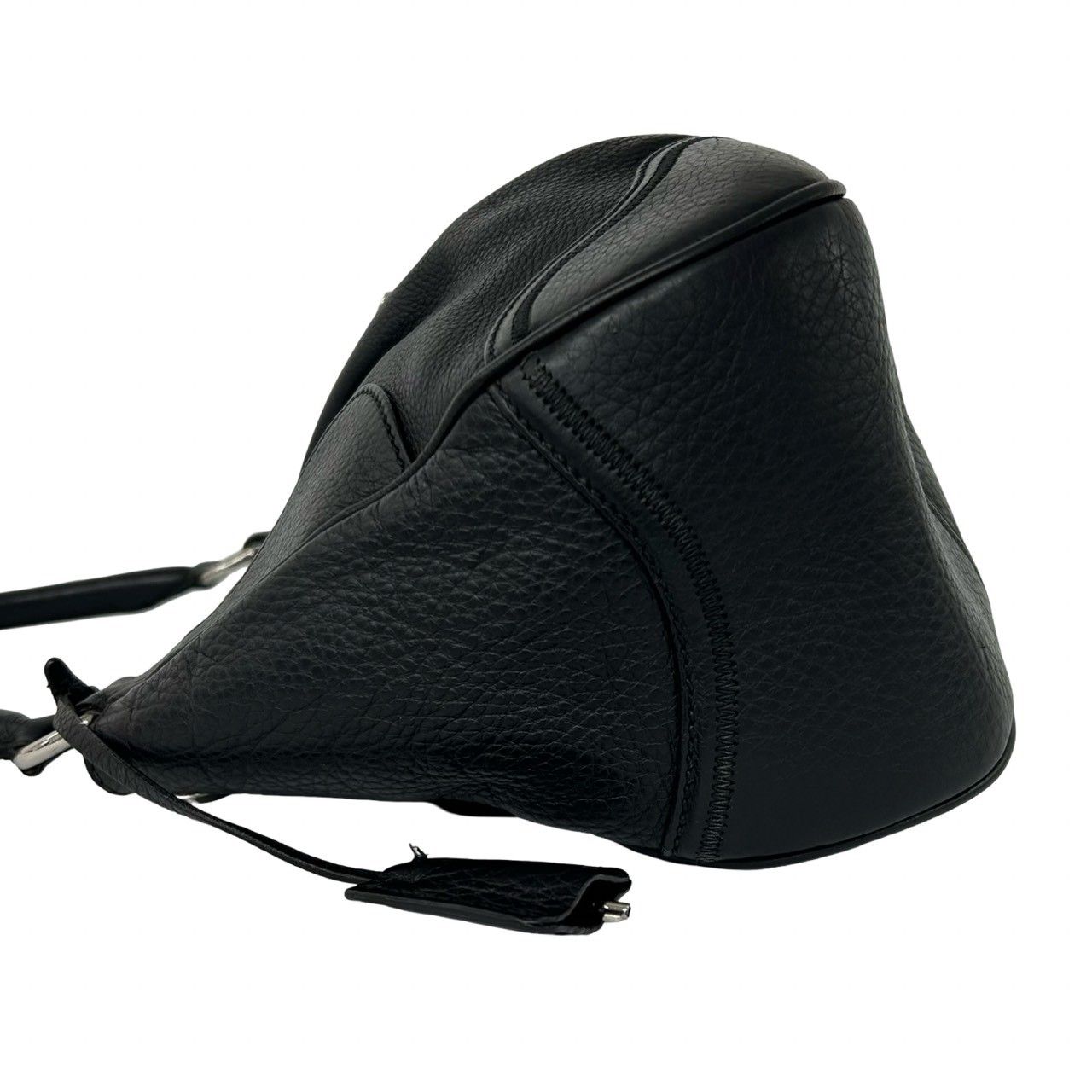 Prada Log Leather Tote Shoulder Bag Black with Key — view 5