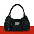 Prada Log Leather Tote Shoulder Bag Black with Key