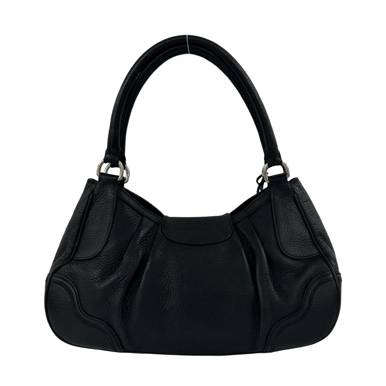 Prada Log Leather Tote Shoulder Bag Black with Key — view 3