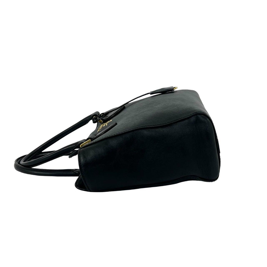 Prada Logo Saffiano Leather 2-Way Shoulder Bag Mini Tote Black — view 5