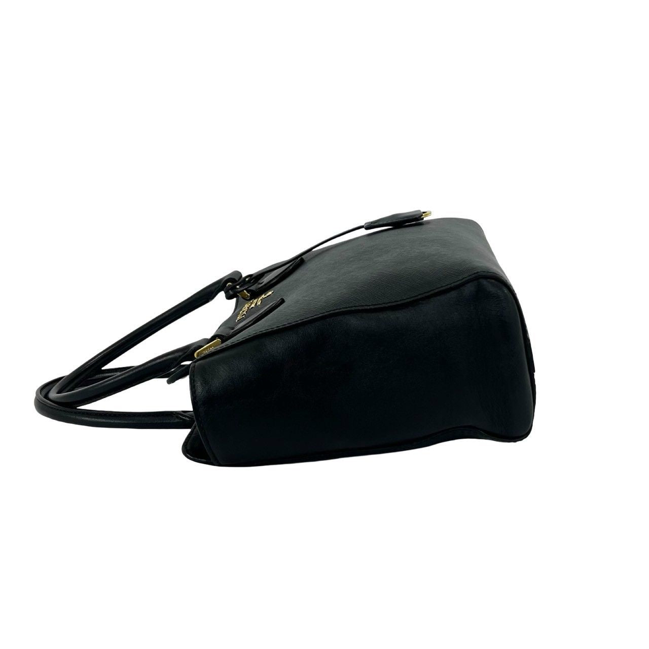 Prada Logo Saffiano Leather 2-Way Shoulder Bag Mini Tote Black — view 5