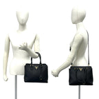 Prada Logo Saffiano Leather 2-Way Shoulder Bag Mini Tote Black — view 2