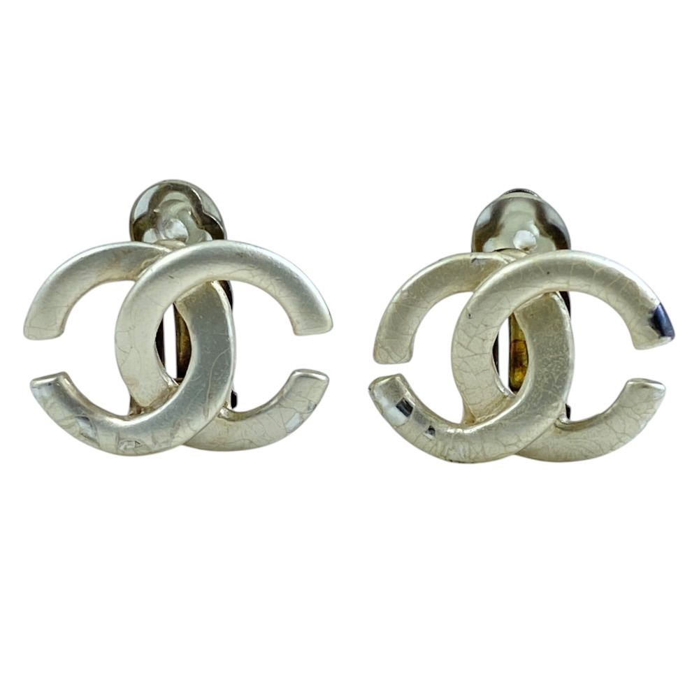 Chanel CC Logo Earrings Accessory Metal Silver