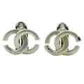 Chanel CC Logo Earrings Accessory Metal Silver