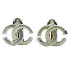 Chanel CC Logo Earrings Accessory Metal Silver