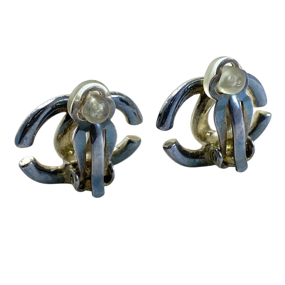 Chanel CC Logo Earrings Accessory Metal Silver — view 5