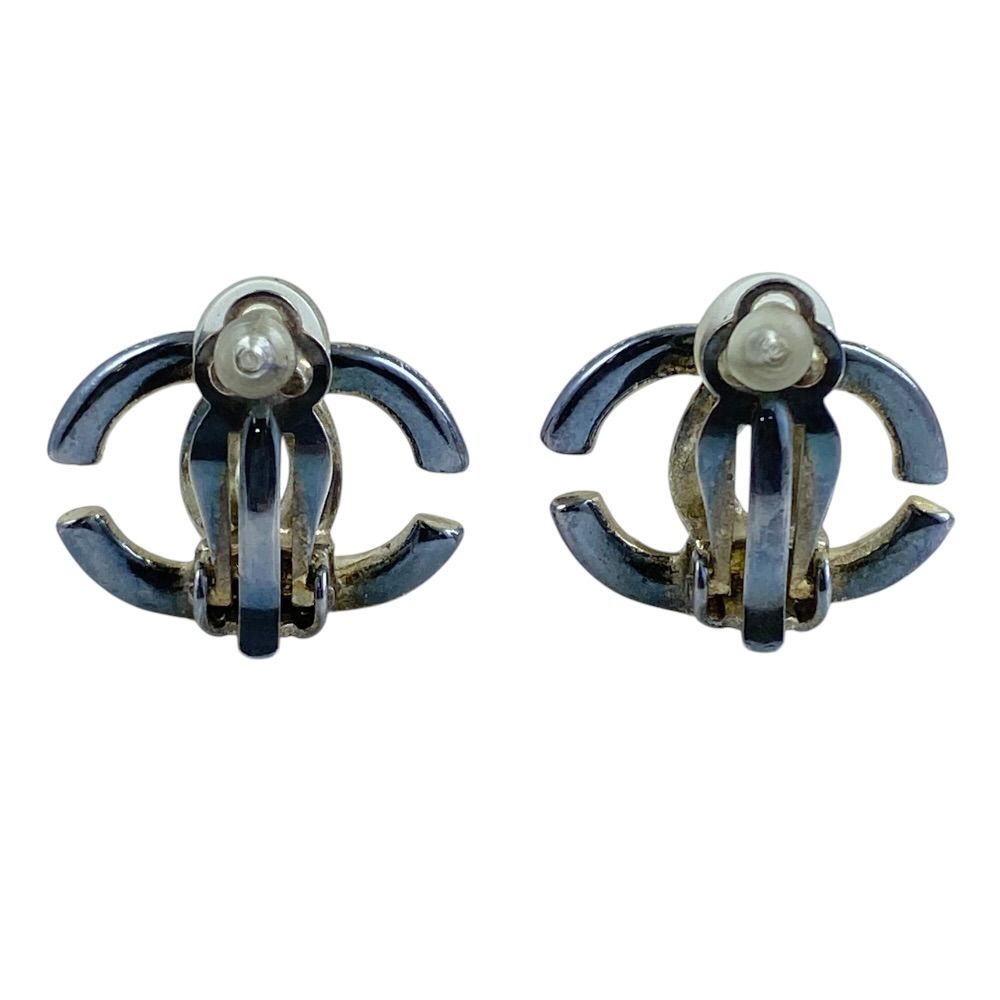 Chanel CC Logo Earrings Accessory Metal Silver — view 2