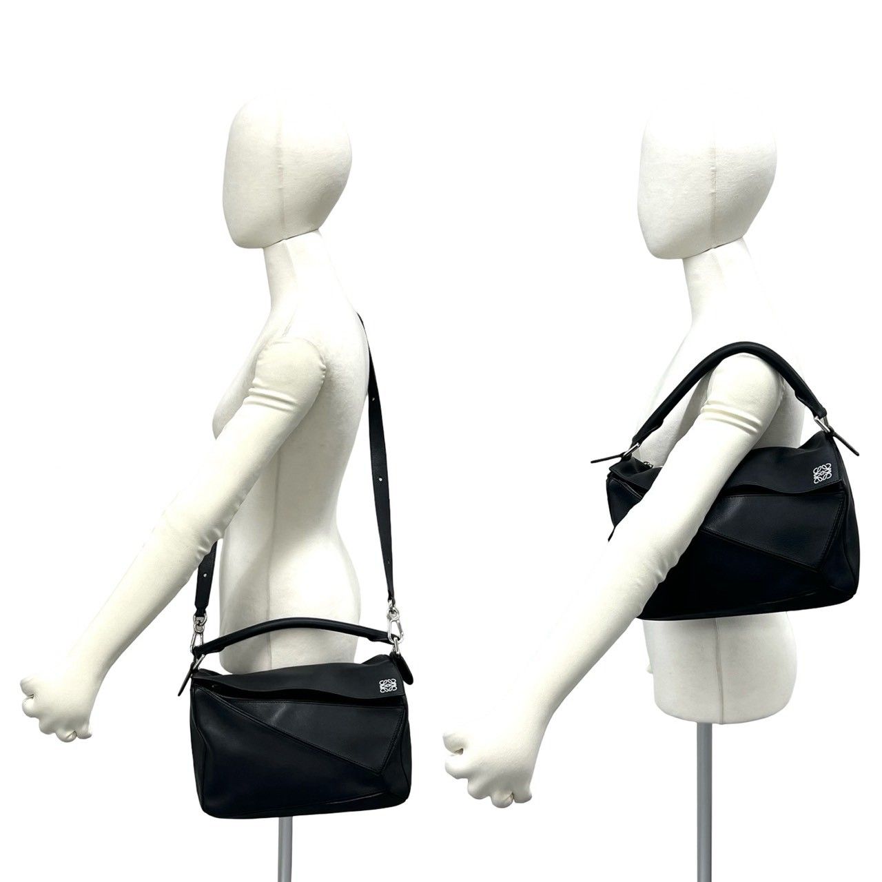 Loewe Puzzle Anagram Logo Leather 2-Way Shoulder Bag Black — view 2
