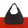 Bottega Veneta Campana Intrecciato Leather Shoulder Bag Brown