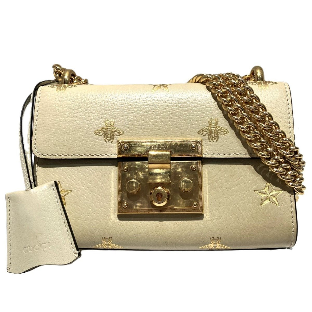 Gucci Padlock Bee Star Shoulder Bag Leather