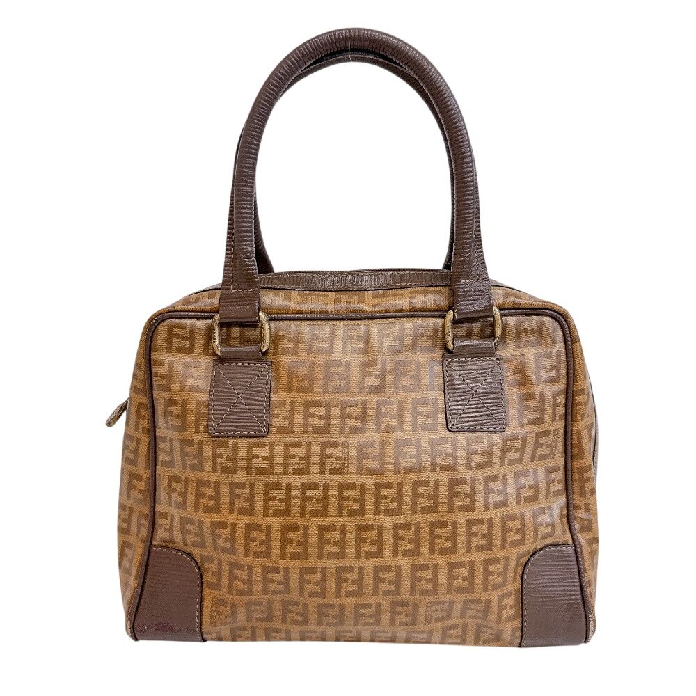 Fendi Mini Boston FF Logo All Over Pattern Zucchino Handbag