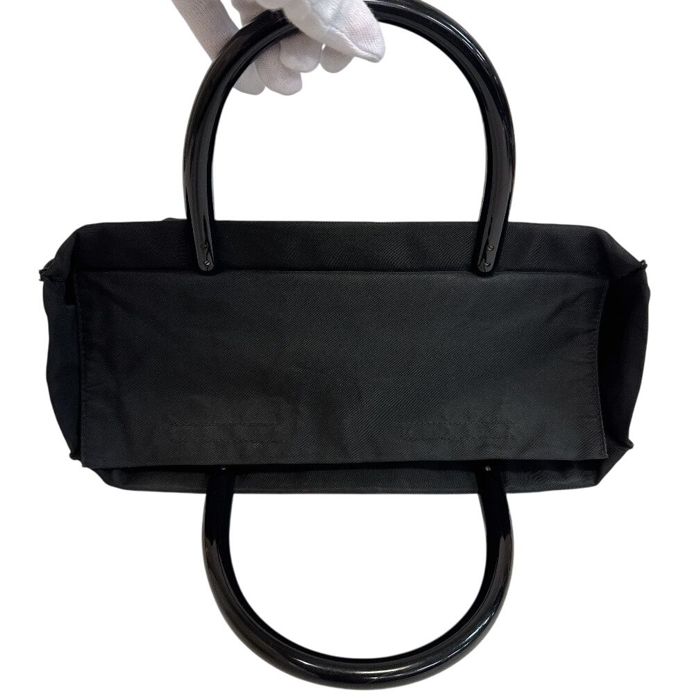 Prada Plastic Handle Hand Triangle Logo Tote Bag — view 5