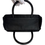 Prada Plastic Handle Hand Triangle Logo Tote Bag — view 5