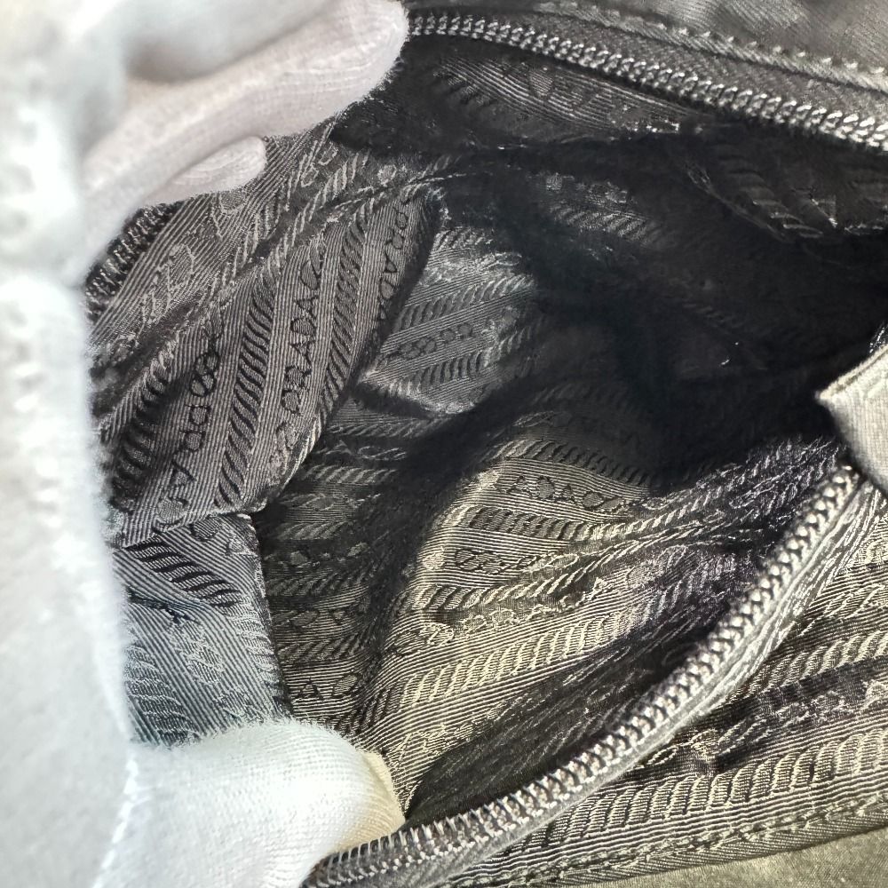 Prada Plastic Handle Hand Triangle Logo Tote Bag — view 7