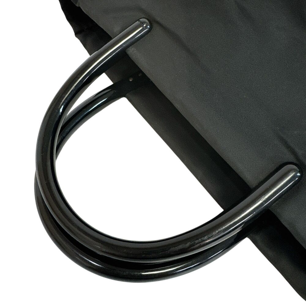 Prada Plastic Handle Hand Triangle Logo Tote Bag — view 2