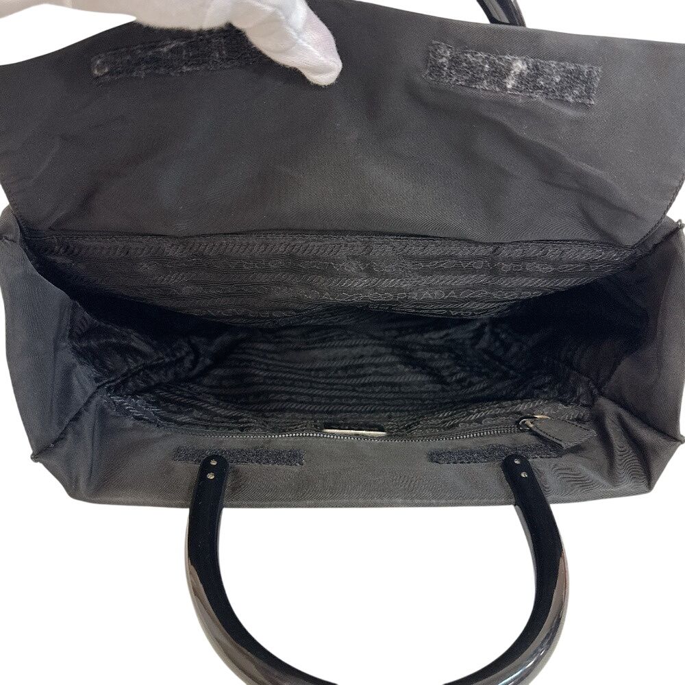 Prada Plastic Handle Hand Triangle Logo Tote Bag — view 6