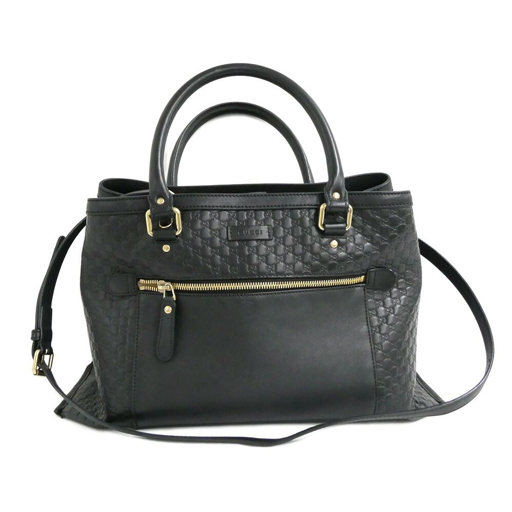 Gucci Micro Guccissima 2-Way Tote Bag Shoulder Black Leather