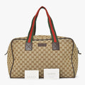 Gucci GG Canvas Boston Bag Sherry Line Brown Beige