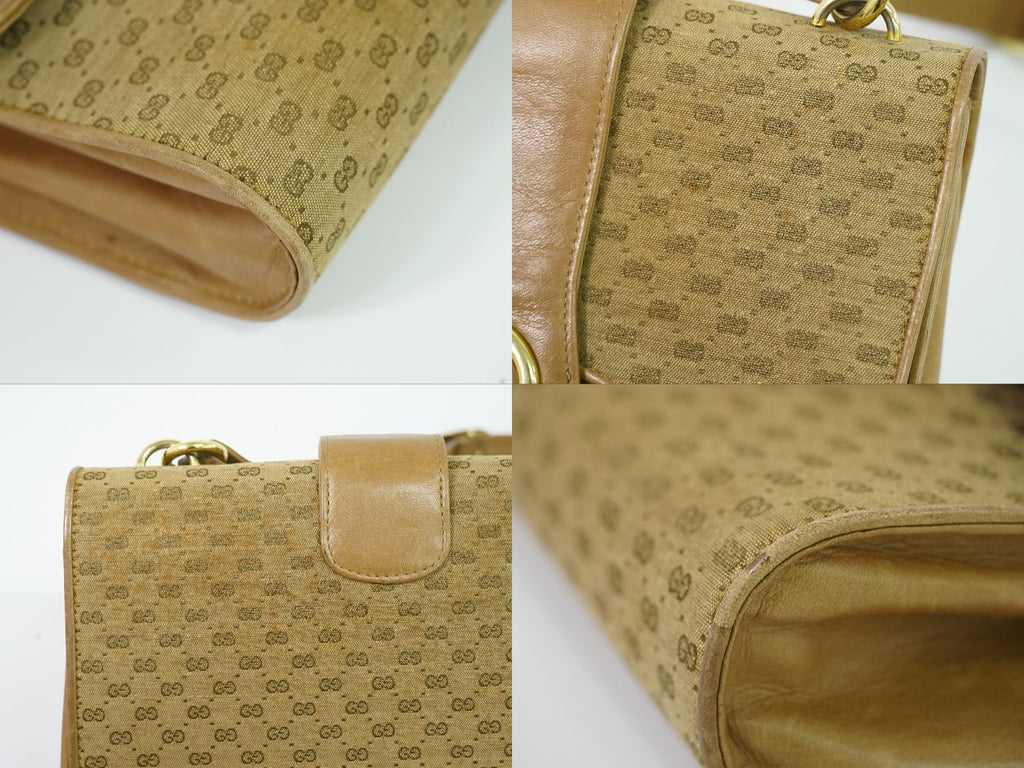 Gucci Vintage Interlocking Micro GG Shoulder Bag Canvas Beige — view 7