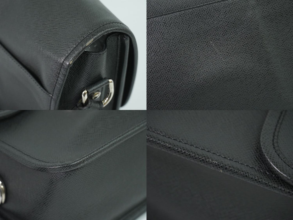 Louis Vuitton LV Arecreasing Lee Taiga Leather Shoulder Bag Ardoise Black — view 7