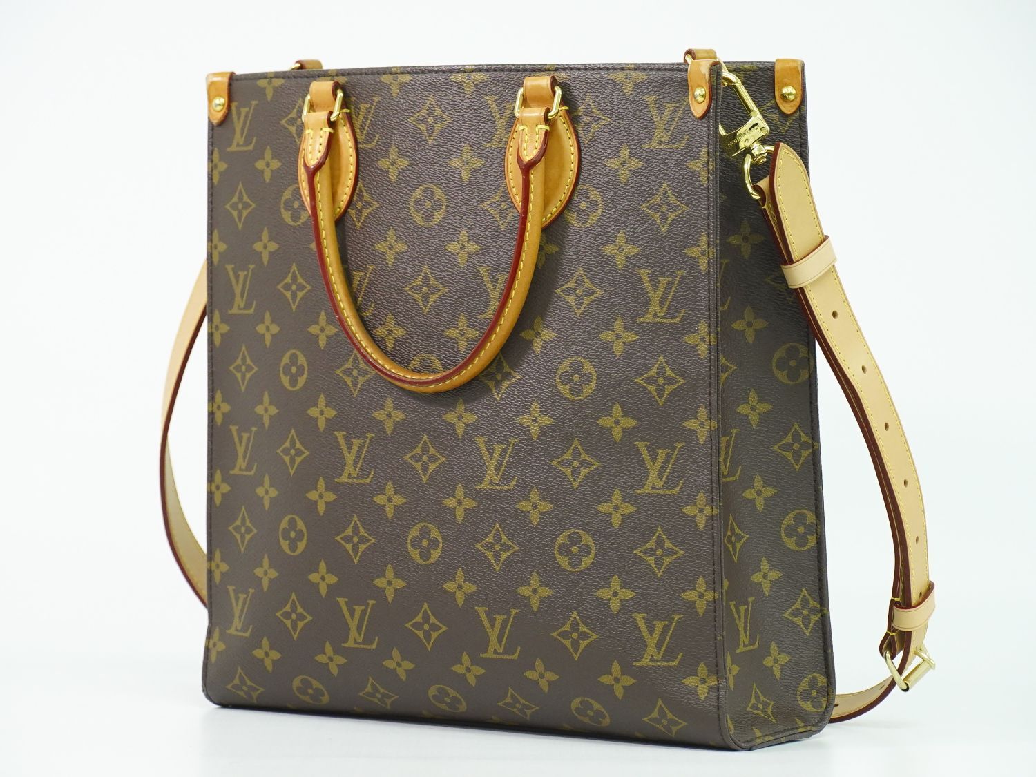 Louis Vuitton LV Sac Plat PM Monogram 2-Way Shoulder Bag Brown Vintage — view 2