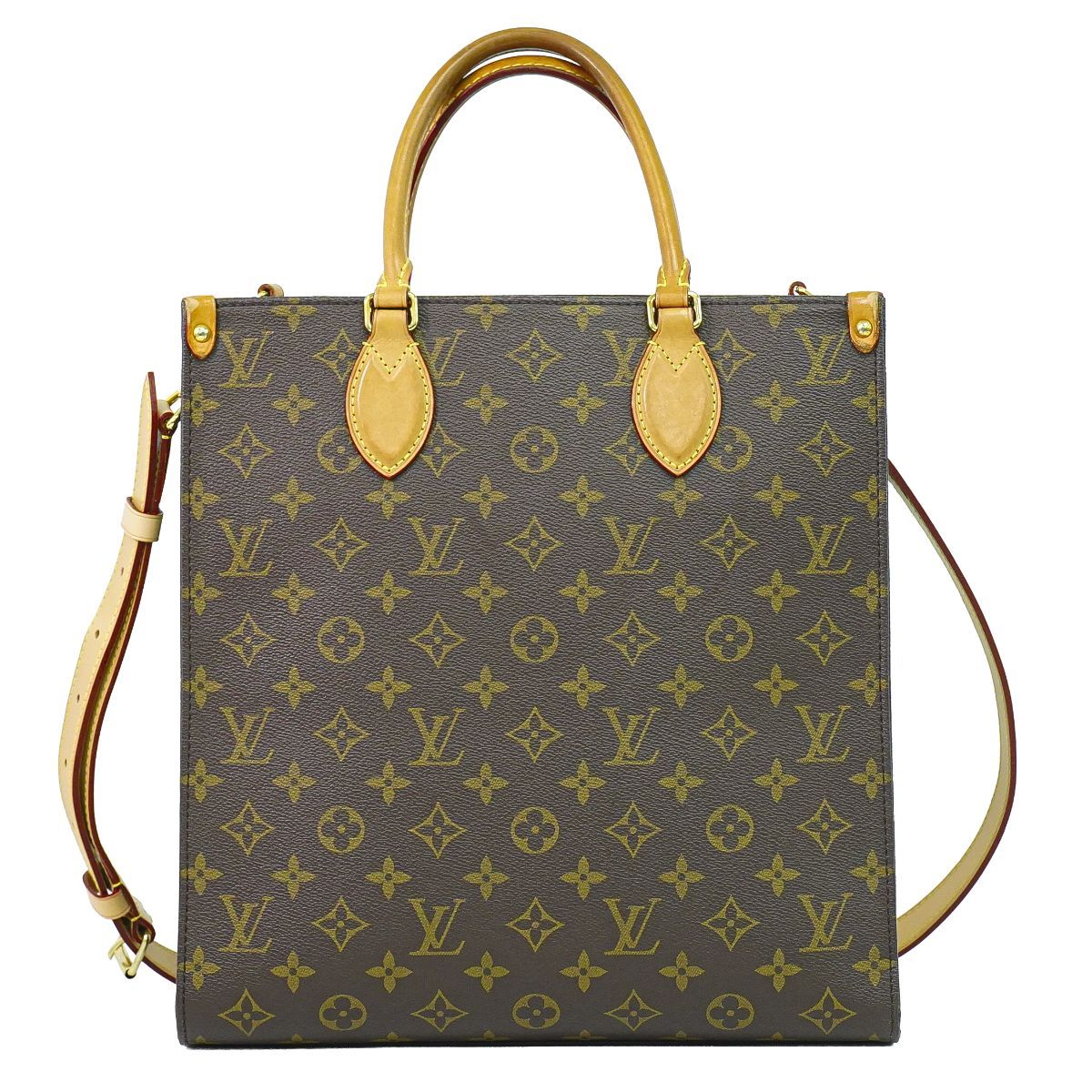 Louis Vuitton LV Sac Plat PM Monogram 2-Way Shoulder Bag Brown Vintage