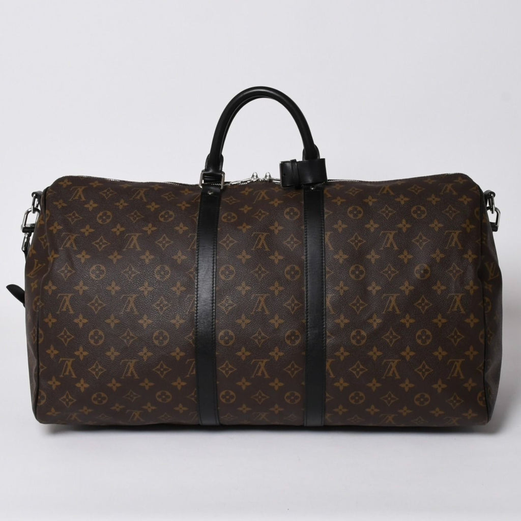Louis Vuitton Monogram Macassar Keepall Bandouliere 55 Boston Bag Brown Black — view 2
