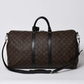 Louis Vuitton Monogram Macassar Keepall Bandouliere 55 Boston Bag Brown Black