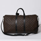 Louis Vuitton Monogram Macassar Keepall Bandouliere 55 Boston Bag Brown Black
