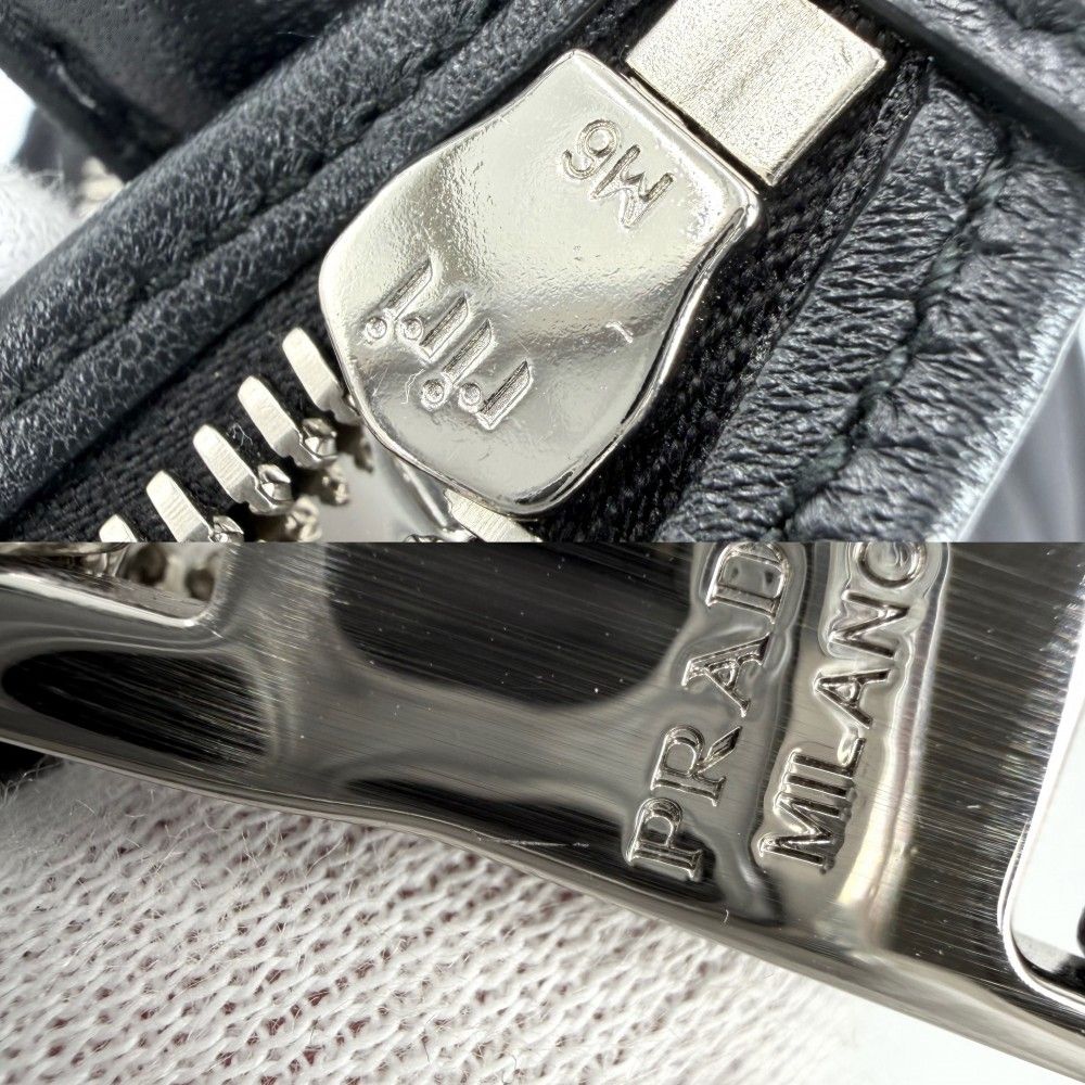 Prada 2-Way Small Padded Shoulder Bag Crossbody Nylon Black Silver Vintage — view 7