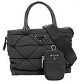 Prada 2-Way Small Padded Shoulder Bag Crossbody Nylon Black Silver Vintage