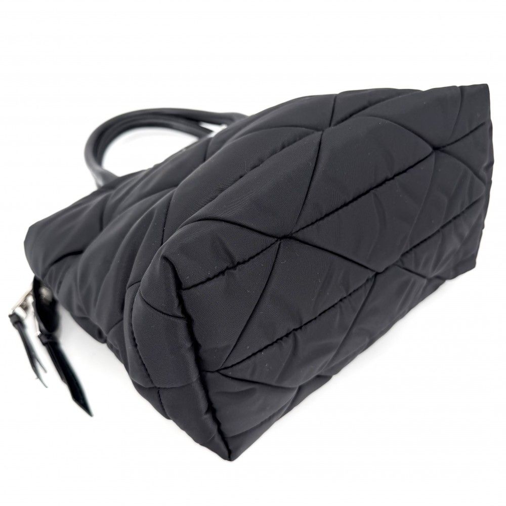 Prada 2-Way Small Padded Shoulder Bag Crossbody Nylon Black Silver Vintage — view 3
