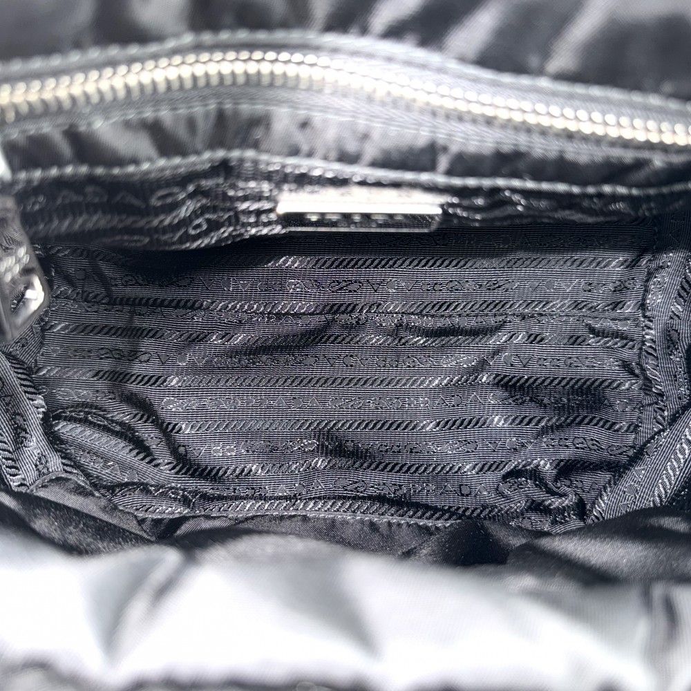 Prada 2-Way Small Padded Shoulder Bag Crossbody Nylon Black Silver Vintage — view 4