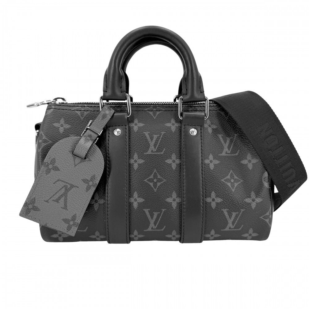 Louis Vuitton 2-Way Monogram Eclipse Keepall Bandouliere 25 Shoulder Bag Black