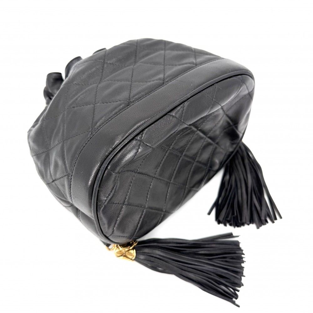 Chanel Shoulder Bag Quilted Drawstring Chain Crossbody Pochette CC Logo Fringe — view 3
