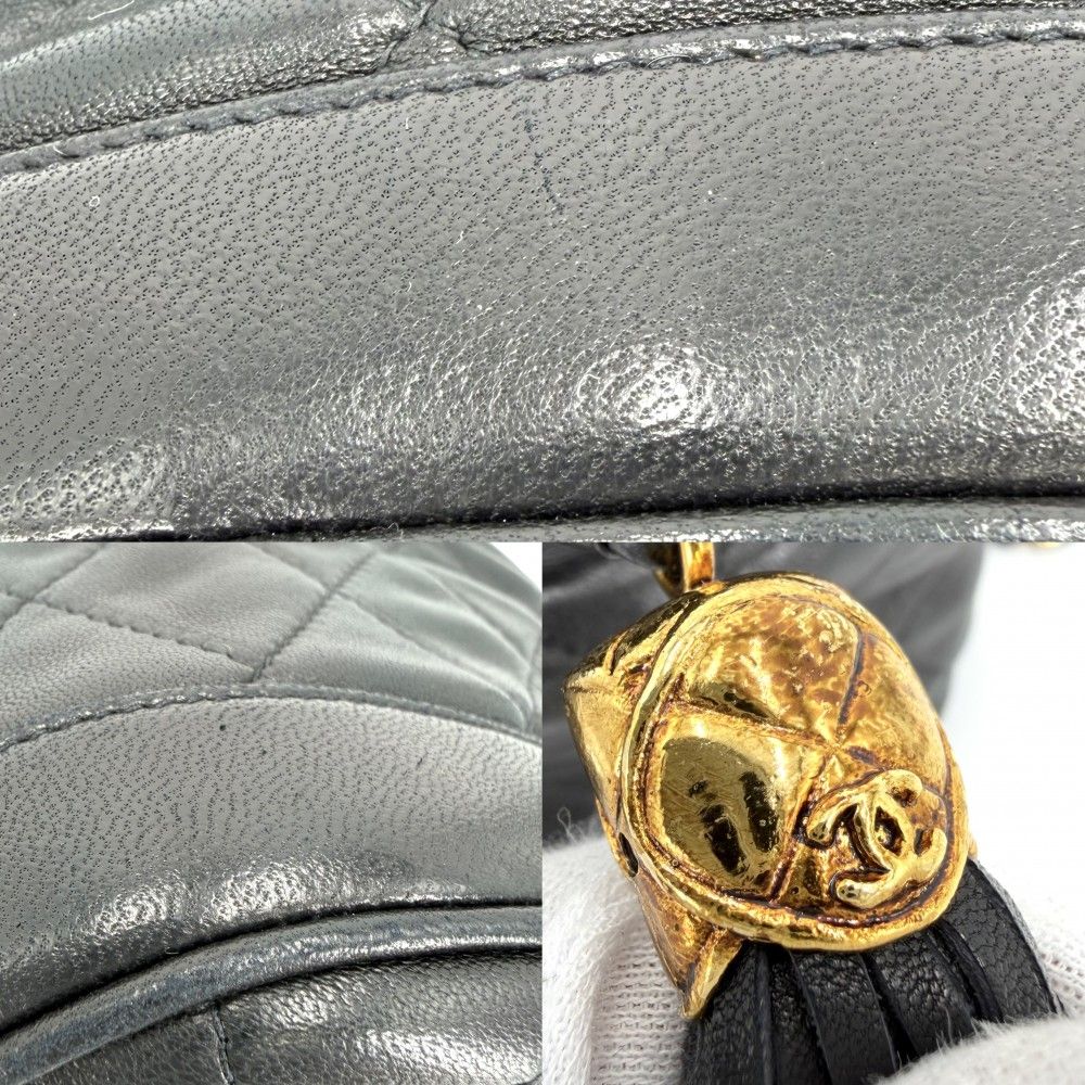 Chanel Shoulder Bag Quilted Drawstring Chain Crossbody Pochette CC Logo Fringe — view 6