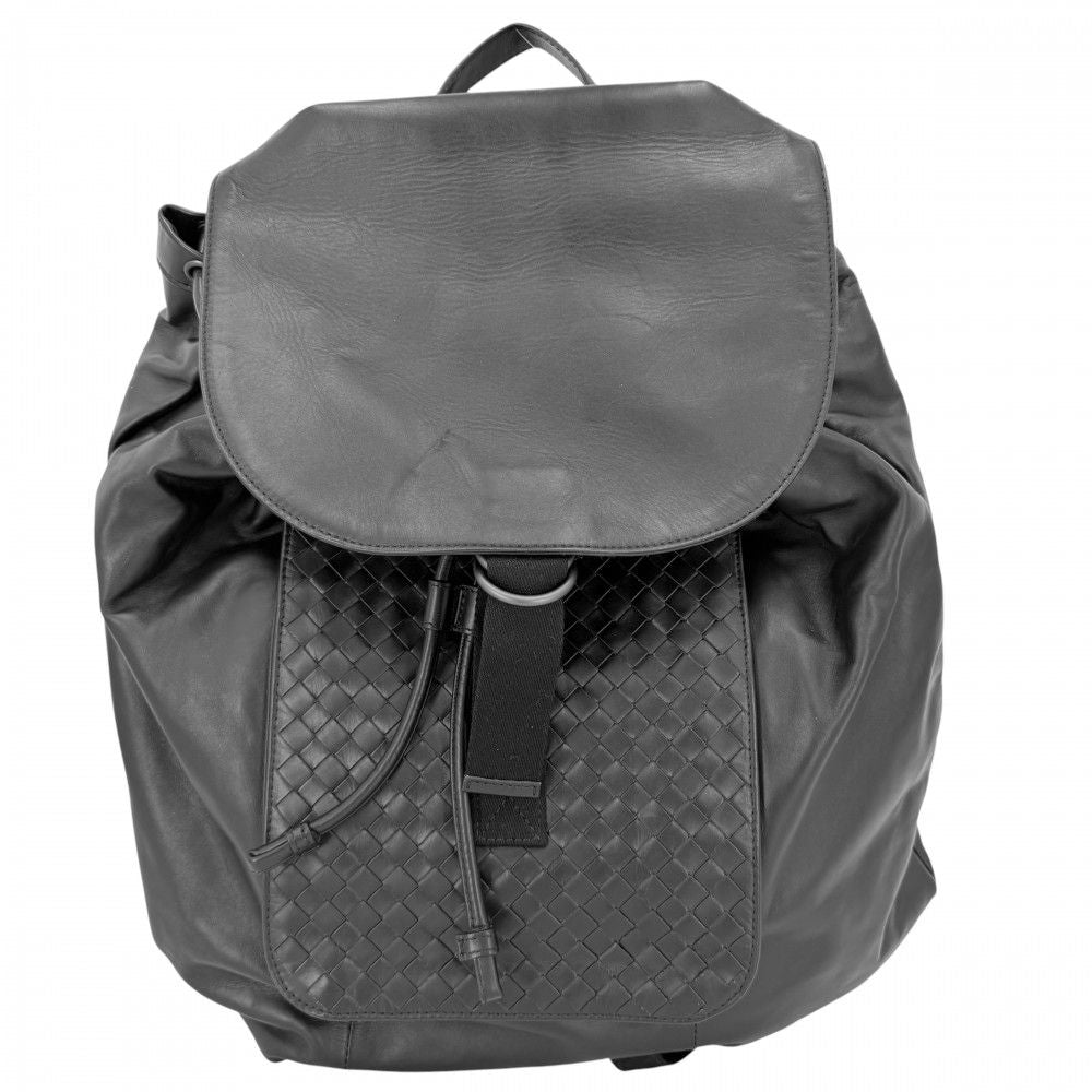 Bottega Veneta Backpack Intrecciato Leather Black Gunmetal Vintage